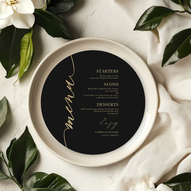 Carte De Menu Mariage Rond De Script Favorite Pour (Créateur téléchargé)