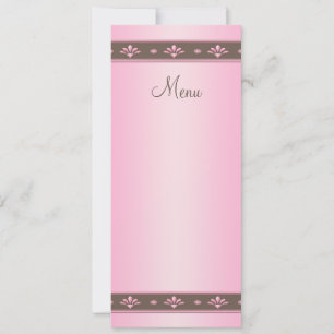 Carte de menu Mariage rose et Brown Floral