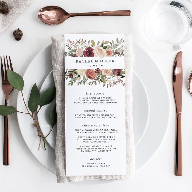 Carte de menu Mariage Rustique Bloom (Créateur téléchargé)