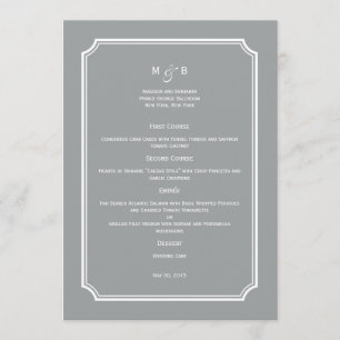 Carte de menu Mariage simple et chic