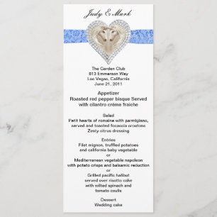 Carte de menu Mariage Unicorn Blue Lace