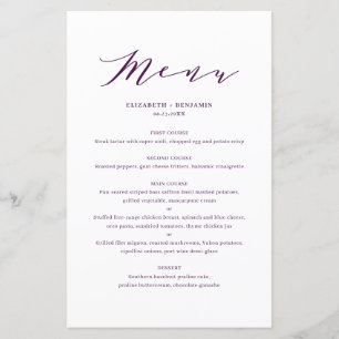 Carte de menu Mariage violet minimaliste Dainty Sc