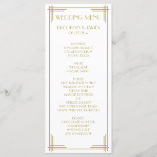 Carte de menu Mariage White Gold Great Gatsby Art