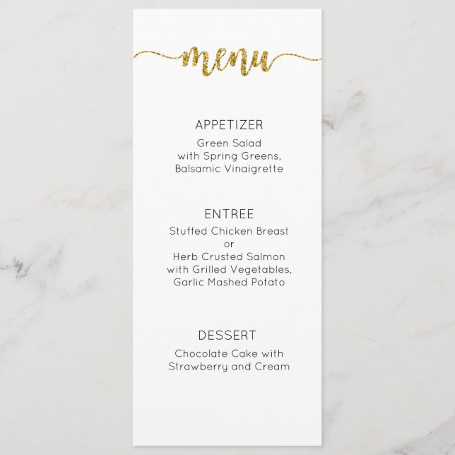 Carte de menu Merci, Carte de remerciement de réce (Dos)