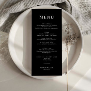 Carte de menu minimaliste Mariage simple noir