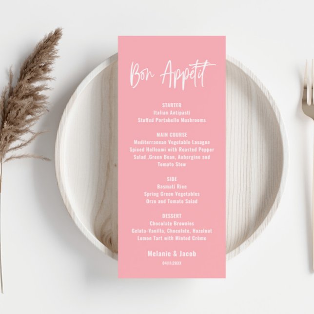 Carte de menu moderne Blush Pink Plat (Créateur téléchargé)