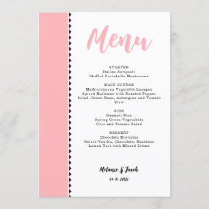 Carte de menu moderne Blush Pink Plat