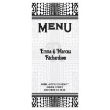 Carte de menu noir et blanc à l'Urban Edge Tribal