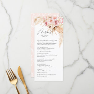 Carte de menu Pampas Gras MOdern Boho BLush PInk