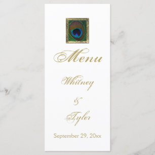 Carte de menu Peacock Blanc et Or