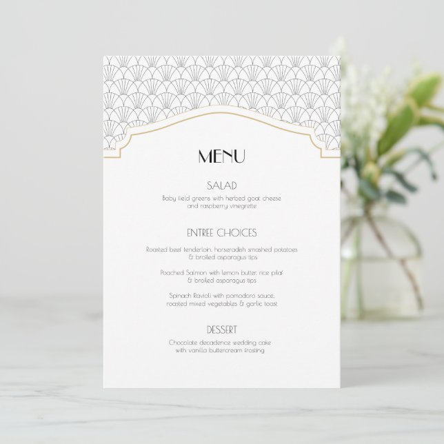 Carte de menu personnalisable Cadre Art déco (Debout devant)