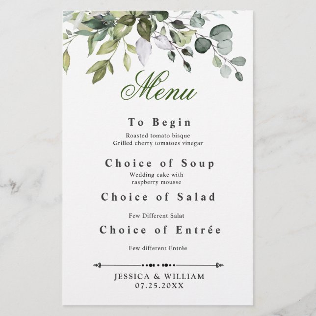 Carte de menu personnalisée (Devant)