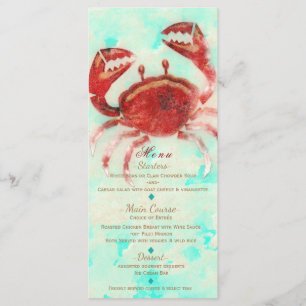 Carte de menu personnalisée élégante de crabe roug
