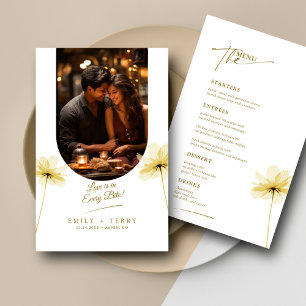 Carte de Menu Photo de Mariage Floral à l'Heure Do