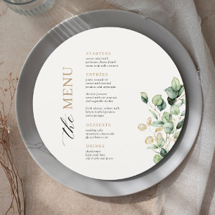 Carte de menu photo Mariage ronde Eucalyptus Green