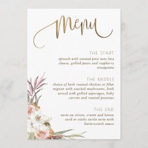 Carte de Menu/Place Élégante Feuilles de Palmier S