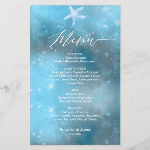 Carte de menu plat Budget Blue Sea Summer Mariage
