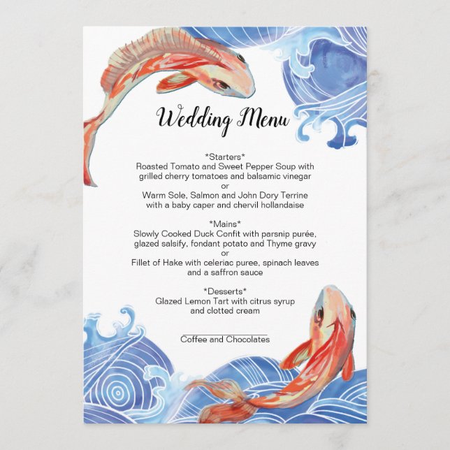 CARTE DE MENU POISSON KOI (Devant)