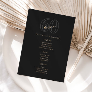 Carte de Menu pour la Fête d'Anniversaire des 60 a