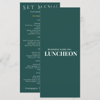 Carte de menu pour un événement élégant sarcelle M