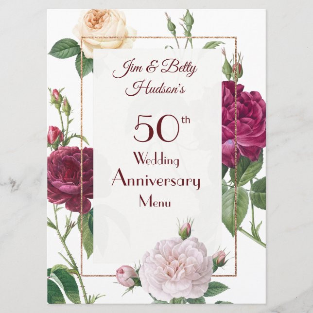 Carte de menu pour une fête d'anniversaire de mari (Devant)