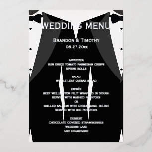 Carte de menu Real Silver Foil Gay Mariage