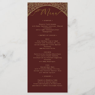 Carte de menu Red Damask Elegant Wedding