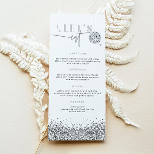 Carte de menu REGINA Silver Sequins Disco Let's Ea