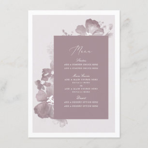 Carte de menu Romance Aquarelle