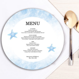 Carte de menu Romantic Blue Sea Round