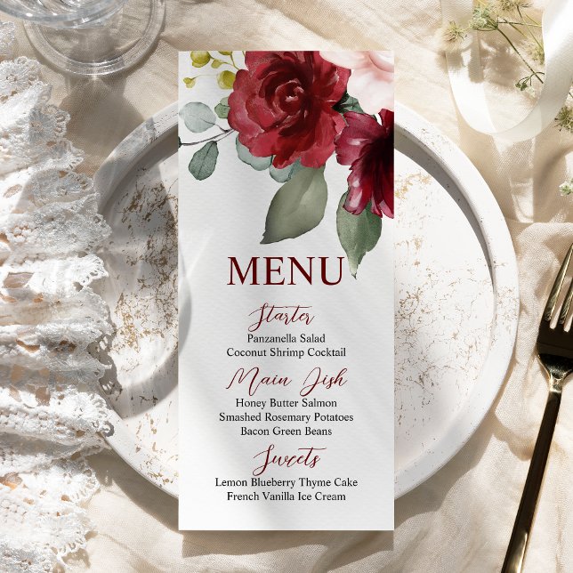 Carte de menu Rose Bourgogne (Créateur téléchargé)