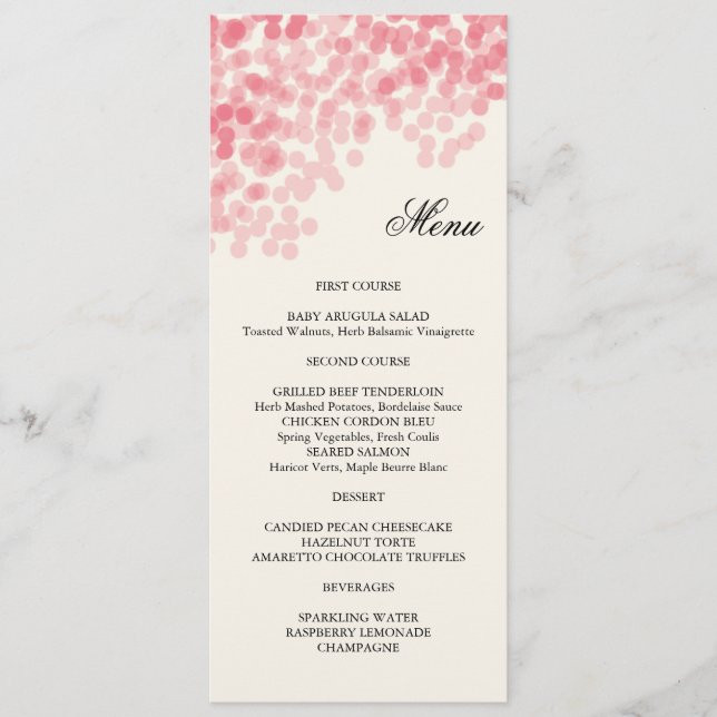 Carte de menu Rosy Light Douche (Devant)