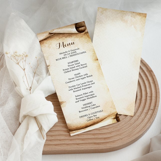Carte de menu Rustic Country Dinner Paper (Créateur téléchargé)
