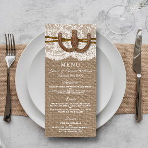Carte de menu Rustic Horseshoe Mariage Collection