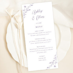 Carte de menu Rustic White & Lavender Floral Maria