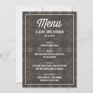 Carte de menu Rustique en bois RWC