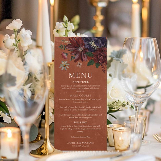 Carte de menu Rustique Mariage en terre cuite (Créateur téléchargé)