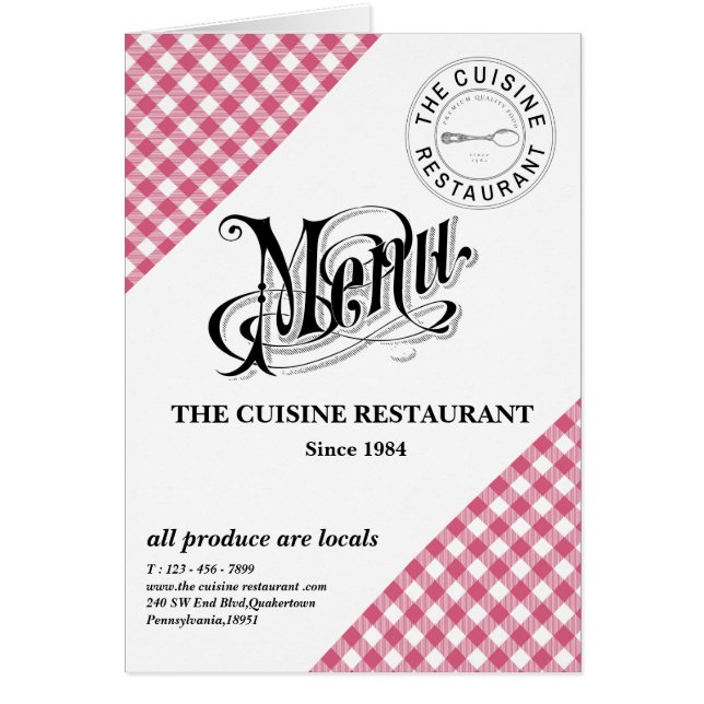 Carte de menu Rustique personnalisée (Devant)
