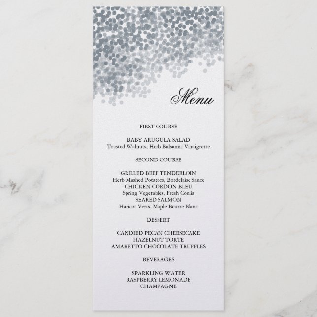 Carte de menu Silver Shimmer Light Shoot (Devant)