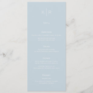 Carte de menu simple moderne Dusty Blue White Mari
