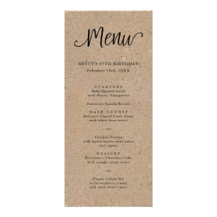 Carte de menu Tall Script Rustique Kraft