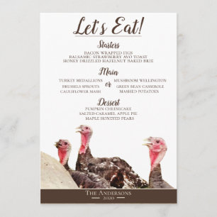 Carte de menu Thanksgiving de la ferme à aire de r