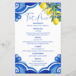 Carte de menu vintage italien aux citrons et carre