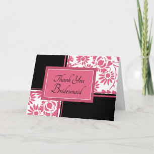 Carte de Merci Bridesmaid rose et noir