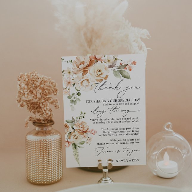 Carte de Merci de Mariage de fleurs neutres (Créateur téléchargé)