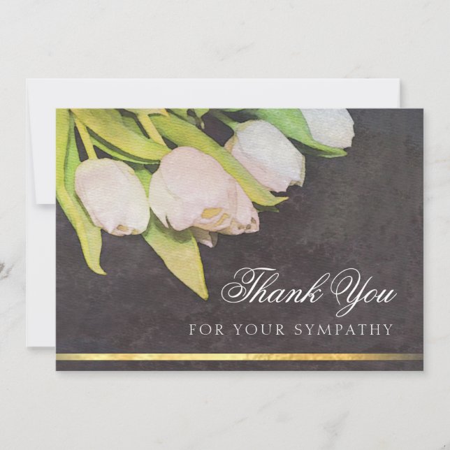 Carte de Merci de Sympathie des Tulipes blanches A (Devant)