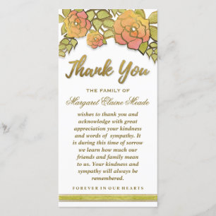 Carte de Merci Floral Golden Elegant