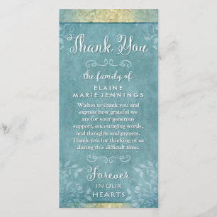 Carte de Merci floral Turquoise & Or