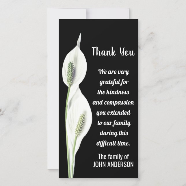 Carte de Merci Sympath Mémorial blanc Lily (Devant)