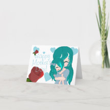 Carte de mère et fille de dessin animé